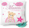Personalisierbares Kissen zur Geburt für Jungen und Mädchen, Geburtskissen mit Namen, Geschenk, bedrucktes Teddy Rosa Kissen | Dekokissen, Zierkissen, Taufe | Kuschelkissen 40X40 (mit Kissenfüllung)