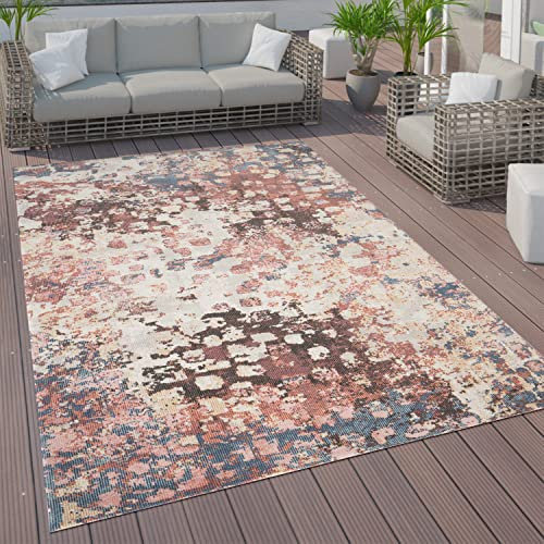 Paco Home In- & Outdoor Teppich Terrasse Küchenteppich Vintage Pastell Abstrakte Muster, Grösse:160x230 cm, Farbe:Bunt 6