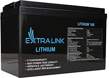 Extralink LiFePO4 160AH | Lithium-Eisen-Phosphat-Akku, Nennkapazität von 160Ah | 12,8V | BMS | kompakte Größe, geringes Gewicht bei hoher Leistung und Langer Lebensdauer | ideal für Wohnmobile, Boote