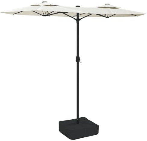 vidaXL Parasol de Jardin à Double Tête, Pare-Soleil de Patio, Abri de Soleil, Parasol de Plage Terrasse Extérieur, Blanc Sable 316x145 cm
