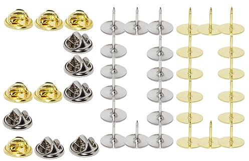 KQNM 200 Stück Schmetterling Pin Clutch, Anstecker Pin,Pins Anstecker,Verschlüsse Butterfly Clips Pin, Schmetterling Kupplung, Für DIY, Krawatten, Jacken, Hüte, Taschen(Gold Und Silber)