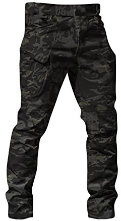 Générique Pantalon Tactique Homme Multipoches Camouflage Avec Poche Zippée Slim Fit Militaire Stretch en Polyester Chino Fan Outdoor Trousers