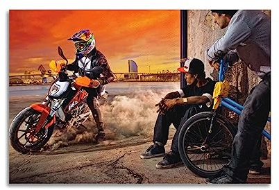 BITTU Motorrad-Poster für KTM 200 Duke Sportbike, dekoratives Gemälde, Leinwand, Wandbild, Kunstbild, 40 x 60 cm