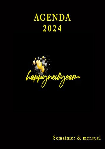 Agenda 2024 Semainier: Janvier à Décembre 2024, Noir