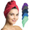 Fit-Flip Haarturban Mikrofaser - 2 Stück Haarhandtuch mit Knopf - schnelltrocknend und saugstark - Microfaser Kopf Turban - Haar Handtuch (Koralle)