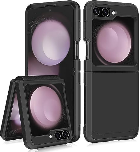 Coolden for Samsung Z Flip 5 Case with Hinge Protection Dual Layer Hard PC Soft TPU Bumper Full Body Shockproof Heavy Duty Protective Phone Cover for Samsung Galaxy Z Flip 5 Case (Black)