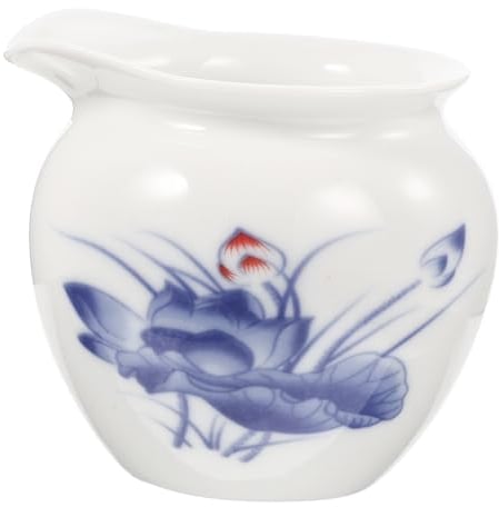 HOMSFOU Ceramic Gravy Boat Jug Milk Gravy Boat for Restaurant Blue White Pattern