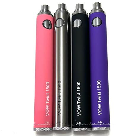 VOW® Evod Twister Spinner 1500mAh Variable Voltage 3.3-4.8V Vape Battery - No Nicotine Item (Silver)