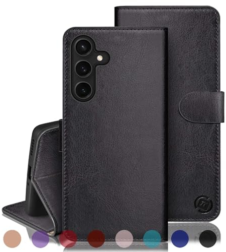 RingPi für Samsung Galaxy S24 Handy Hülle PU Leder[RFID Schutz] Handyhülle Lederhülle Klapphülle Kartenfach Stoßfeste Schutzhülle Leather Flip Cover für Samung S24 Wallet Phone Case,Schwarz
