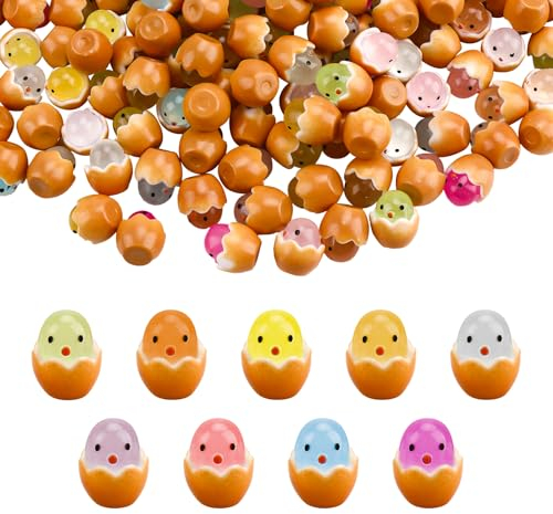 Elektheim 50 Stück Mini Küken Leuchtende Ei 3D Miniatur Figuren Eierschalenhuhn Mini Ente Eierschale Miniatur Harz Bird Ornaments Miniaturgarten Tierfiguren Baby Figures Office Desk Decor