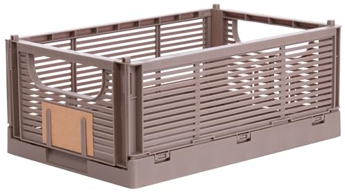 Brandsseller Boîte pliante M Panier à Provisions stable Corbeille de Transport empilable Caisse de Rangement - Marron