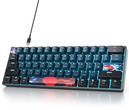 Fogruaden Wired 60% Percent Mechanical Keyboard, RGB Gaming Keyboard 60 Percent, Ultra-Compact 60 Percent Mini Keyboard for Win/Mac PC Gamer, Easy to Carry on Trip (Monster, Red Switch)