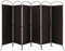 GOPLUS Paravent Pliable à 6 Panneaux, Brise Vue Intérieure et Extérieure avec Support en Métal,Paravent de Chambre Retractable 300 x 188 CM, pour Salon, Chambre, Bureau(Marron)