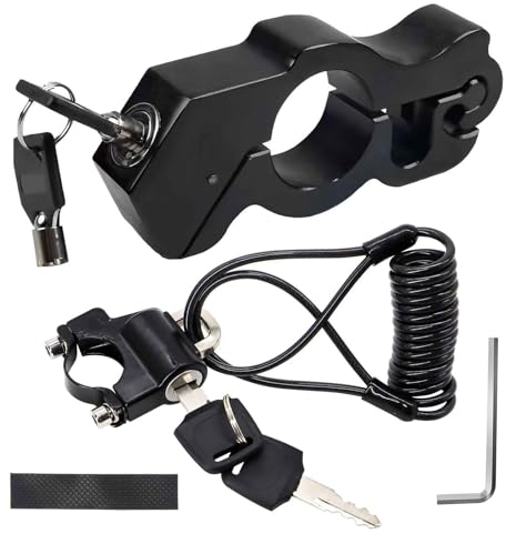 MEIRRAI Lucchetto Casco Moto con Cavo Flessibile in Acciaio, Lucchetto Moto Resistente, Manopola per Manubrio Moto, Antifurto per Scooter