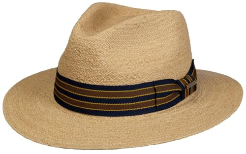 Stetson Yescott Traveller Raffiahut Naturfarbener Hut Gestreiftes Garniturband UV-Schutz 40 Damen und Herren Frühjahr Sommer Natur S (54-55 cm)