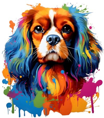 Designer Aufkleber/Sticker/Wandaufkleber/Decal/Fotosticker/Dekoration Vinyl - XL- bunt - Cavalier King Charles Spaniel 01