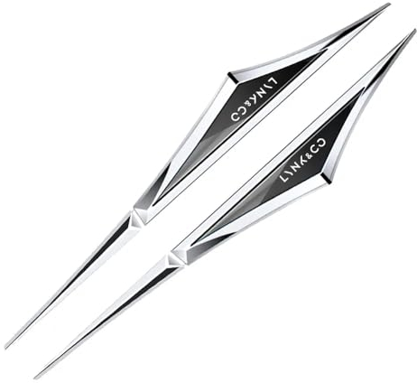 2 Pcs Auto Logo Embleme, Für Lynk&Co 04 Aufkleber Dekoration Styling seitliches Emblem Blumenpapier ersetzen Zubehör,D/Black and Silver