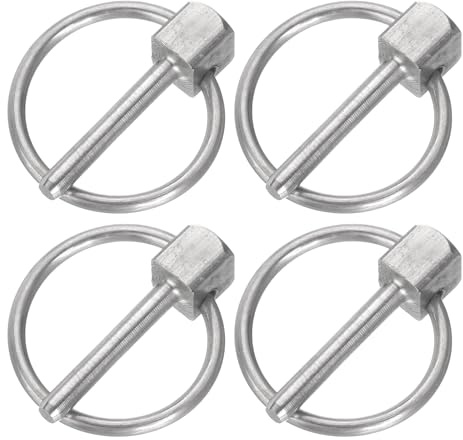 QUARKZMAN Sicherungsstift Silber 1/8 x 3/4 4Pcs | mit Ring, Edelstahl-Rund-Sicherungsstifte für Boot, Kajak, Anhänger, Trolley, Lastwagen, Mäher