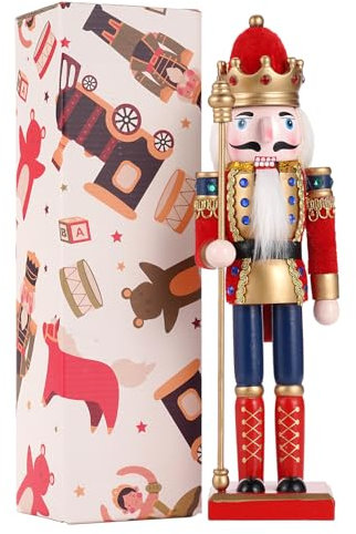 COMBIUBIU 30CM Wooden Nutcracker Christmas Decorations,Wooden Nutcracker Figures,Festive Collectible Nutcracker Gift for Table Desktop Fireplacefor - Christmas Nutcrackers Xmas(red)