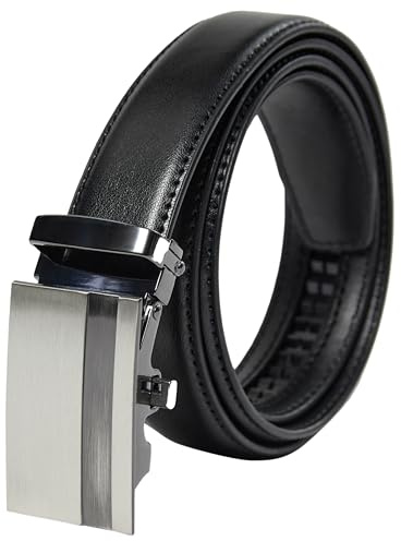 PHILIPSONS Gürtel Herren, Gürtel Ratsche Ledergürtel Automatikschließe für Herren Anzug Business Kleidung, Breit 30mm, Größe Angepasst, Schwarz