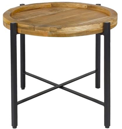 Couchtisch Beistelltisch rund ø46/55/75cm Industrie Style Wohnzimmer Tisch Sioux Metall Gestell Größe ø 46 cm, Farbe Tabacco - schwarz