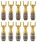 Nakamichi FanLock Excel Series 24k placcato oro connettore a forcella spina a banana 10 AWG - 18 AWG calibro 4mm per altoparlanti amplificatore Hi-Fi cavo connettore rapido, 10 pezzi (5 paia)