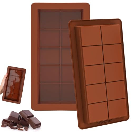 Moule à chocolat en silicone, Lot de 2 Moules à chocolat super profonds, Moule Tablette Chocolat Dubai, Moule à Tablette de Chocolat Profond, pour Faire du Chocolat et Barres Protéinées