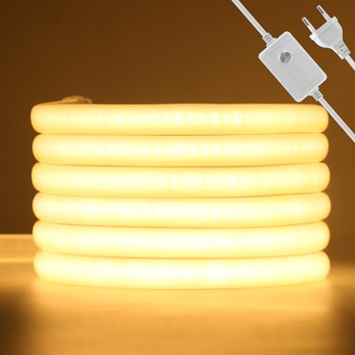 Wisada Neon LED Band 25M, AC220-240V 288LEDs/m Superhell Flexible FCOB LED Leuchtband(Schnitt alle 50cm), Dimmbar Warmweiß COB Streifen für Weihnachten Party Heim DIY Deko