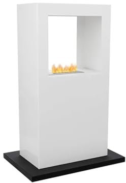 Avilia Camino al Bioetanolo da Terra Bianco in Acciaio Inox - Ideale per Rendere l'Atmosfera Accogliente e Romantica con Bruciatore in Ceramica - Ecologico, Facile da Installare e da Usare