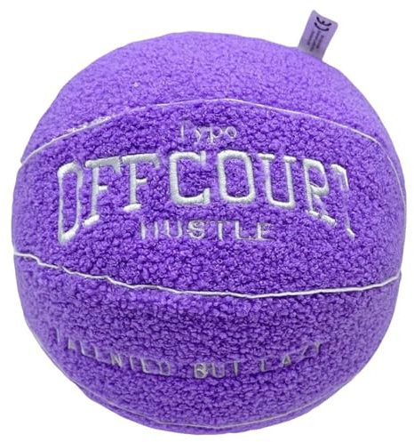 PPcdfre Offcourt-Basketball-Kissen, Basketball-FöRmiges Kissen, Teddy-Fleece-Besticktes Basketball-Wurfkissen, Flauschiges PlüSchtier-B