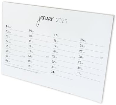 PuK Tischkalender 2025 Kalenderkarten | DIN A5 Monatsübersicht zum Eintragen | mit Feiertagen und Kalenderwochen | 12 Monatskarten Tischkalender Schreibtisch Terminkalender (nur Kalenderblätter)