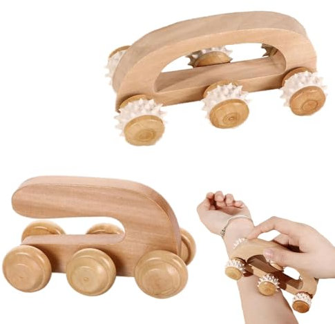 Jadin Massageroller, Faszienrolle Klein, Faszienstab, 2Pcs Holz Massage Set, Handgehaltenes Arbeitssparender Massageroller, Muskel Massage Tools zur Entspannung der Körpermuskulatur an Händen, Beinen