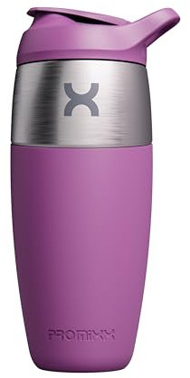 Promixx Pursuit Shaker Bottle - Single-Wall Stainless-Steel Protein Shaker Bottle, Super Smooth Shakes, 950ml, Mulberry