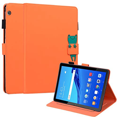 Mldjomid Carcasa Funda Compatible con Huawei Mediapad T5 10.1 PU Cuero Tableta Cover Fundas Protectora con Ranura para Tarjetas y Soporte Función para Mediapad T5 10.1 2018 Tableta Case, Naranja