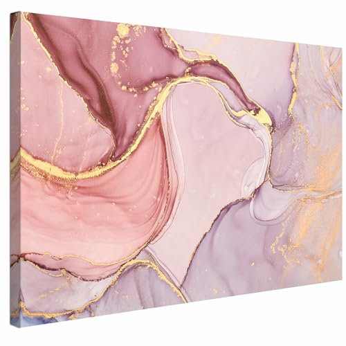 AREDE Tableau Décoration Murale sur Toile | Texture rose marbrée | Art Déco Salon Chambre | Tableau Moderne 60 x 40 cm | Prêt à être accroché