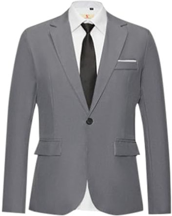 Caxndycing Vestes pour homme à revers - Pour le travail - Loisirs - Coupe droite - Trench - Loisirs - Sportif - Veste de costume légère - Blazer d'été - Grandes tailles - Veste d'été, gris, 5XL