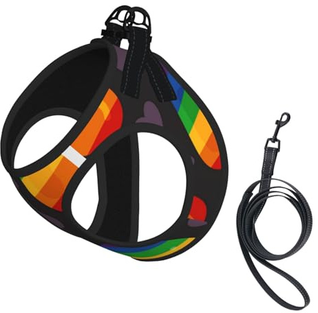 LGBT Pride Gay Regenbogen Herz, Haustiergeschirr, Verstellbares reflektierendes Hundegeschirr, Haustierleinenweste,S