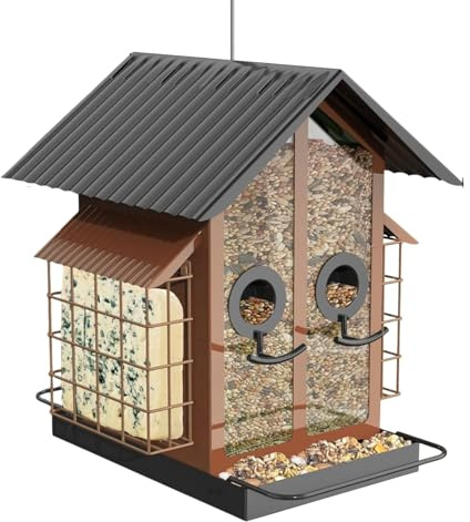Finch Feeder Außenbereich – Kardinalvogelfutterstation, Acryl Vogelhaus Mit Doppeldach | Wetterfeste Hochleistungsfütterung Für Terrasse Oder Balkonnutzung Im Gartenbereich