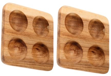 2pcs Wooden Egg Trays for Refrigerator in Brown Rustic Style | Acacia Wood, Easy Maintenance, Secure Placement, Space Saving Design, Decorative Vintage Look