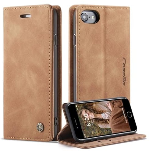 Ottcooed Coque pour iPhone SE 2022/2020, pour iPhone 8 / iPhone 7, Etui Protection Housse Premium en Cuir PU, Emplacements Cartes Magnétique Pochette de Portefeuille Flip Case pour iPhone 8 - Marron