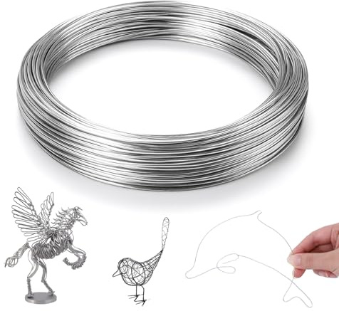 LXUEJIE Basteldraht 1mm x 50m, Biegsamer Aluminium Draht zum basteln Schmuckdraht Bindedraht Modellierdraht für DIY Skulpturen Bonsai Draht Kranzherstellung, Bonsai-Bäume(Silber)