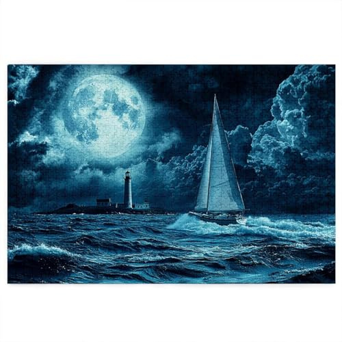 Puzzle 3000 Teile Erwachsene, Landschaft Puzzle mit Geschenkbox, Holzpuzzle Erwachsene, EIN Herausforderndes Rätsel 122x81cm, Holzpuzzle für Weihnachtsdeko, Deko Wohnzimmer, Geschenke Thema: Mond E-54
