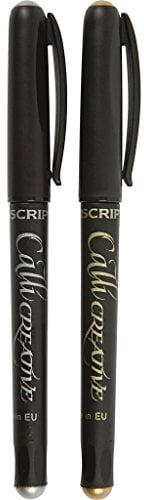 Manuscript 14198 2 Pieces – Callicreative Markers with 2.4mm Italic Chisel nibs, Metallic Gold and Silver – Ideal for Exploring The Art of Hand Lettering