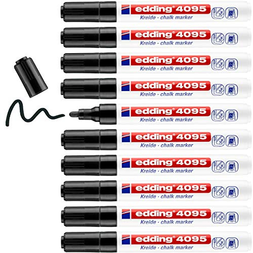 Rotulador edding 4095 para pizarra negra/cristal tiza liquida punta redonda 2-3 mm negro
