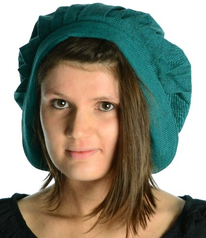 HEMAD Damen Mittelalter Haube mit Schild Baumwolle grün