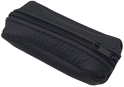 Kleine Echt Leder Schlüsseltasche 1 Fach Made in EU (Schwarz)
