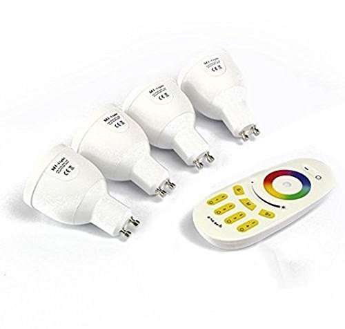 Mi-Light Remote Control System 4 Confezione: 4 x 4W GU10 LED 1,6 milioni Colore lampada bianca calda per Mi-Light dimmerabili 2.4Ghz RF Remote Control System [Classe energetica A +] [Classe energetica A +]