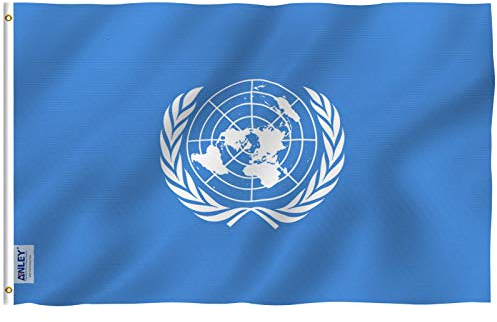 ANLEY Fly Breeze 3x5 Piedi Bandiera Nazioni Unite - Colore Vivido e Resistente Ai Raggi UV - Testata In Tela E Doppie Cuciture - Bandiera Internazionale ONU Poliestere Anelli Ottone 3 X 5 Piedi