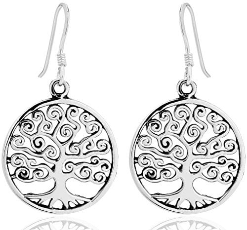 DTP Silver - Orecchini a Gancio a forma di Albero della Vita - Argento 925 - Diametro 21 mm