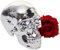 Mendler Deko Totenkopf HWC-T921, Polyresin Skulptur Totenschädel, In-/Outdoor 18cm Silber Hochglanz